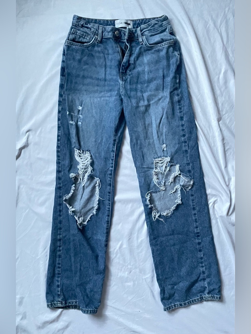 Woman’s Ripped Distressed Blue Vintage Denim Jeans Baggy Y2K